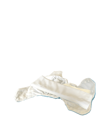 Animation of how the Bubblebubs Candie cloth nappy is assembled. All the parts of the nappy are shown coming together. Try-Fold, Booster and the shell of the reusable nappy.